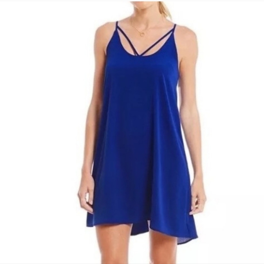 Wayf Trapeze Strappy Dress Flowy Minimalist Blue M